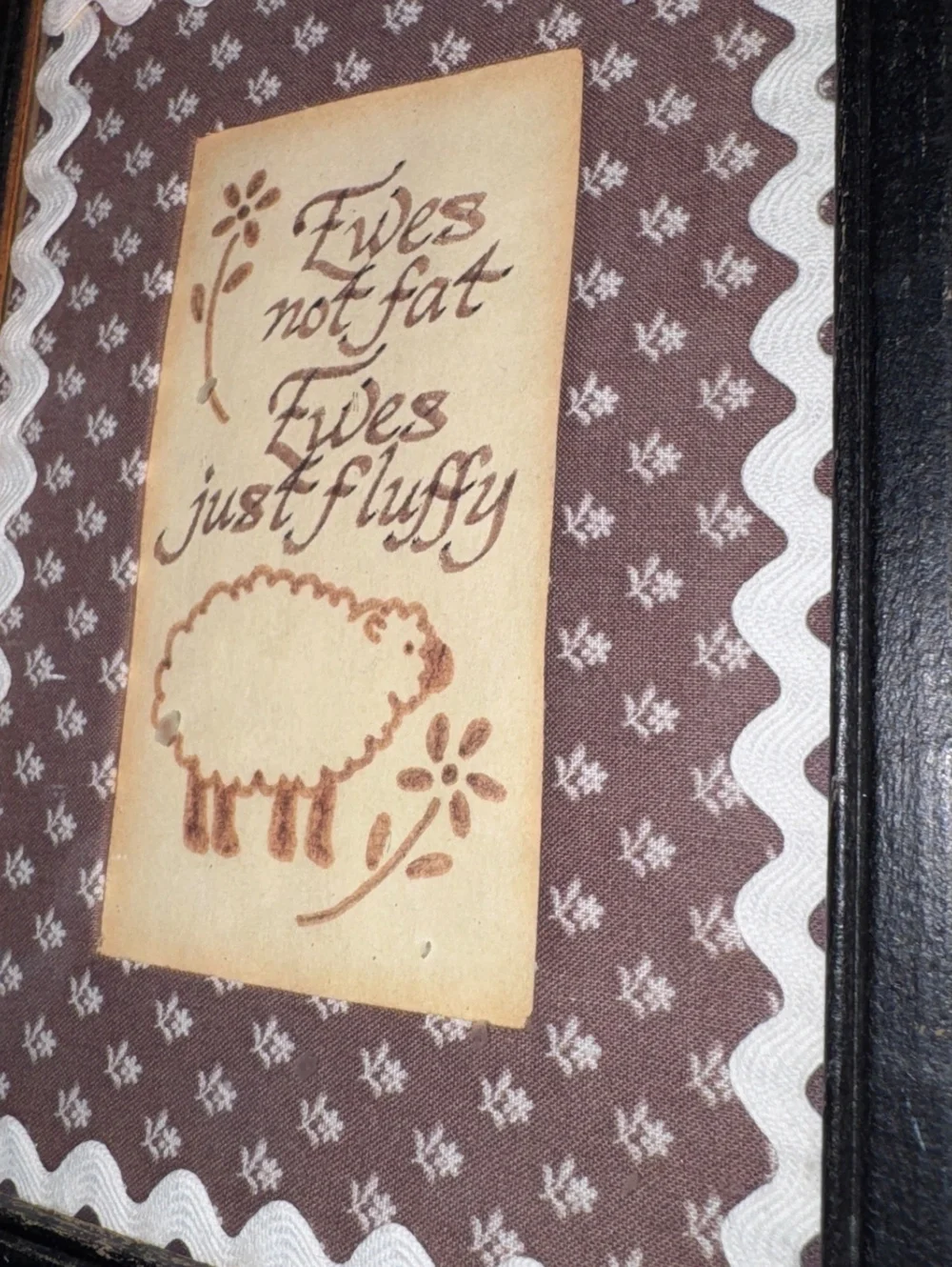 Vintage Primitive Sheep Framed Wall Art Ewes Not Fat Ewes Just Fluffy Farmhouse